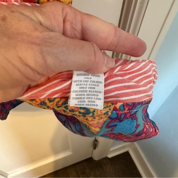 Intro Peach & White Striped Button-Up 3/4 Roll Tab Sleeve Boho Size 3X - Picture 9 of 16